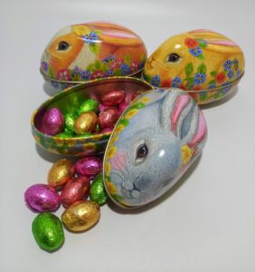 Bunny Tin with Chocolate Eggs