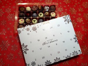 Silver Snowflake advent calendar with luxury chocolates and Norfolk truffles