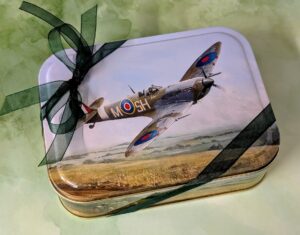Spitfire tin filled with 12 chocolates
