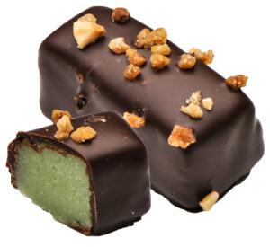 Brugge - Pistachio marzipan in dark chocolate